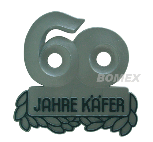 Jubi-Plakette &quot;60 Jahre Käfer&quot; in grau